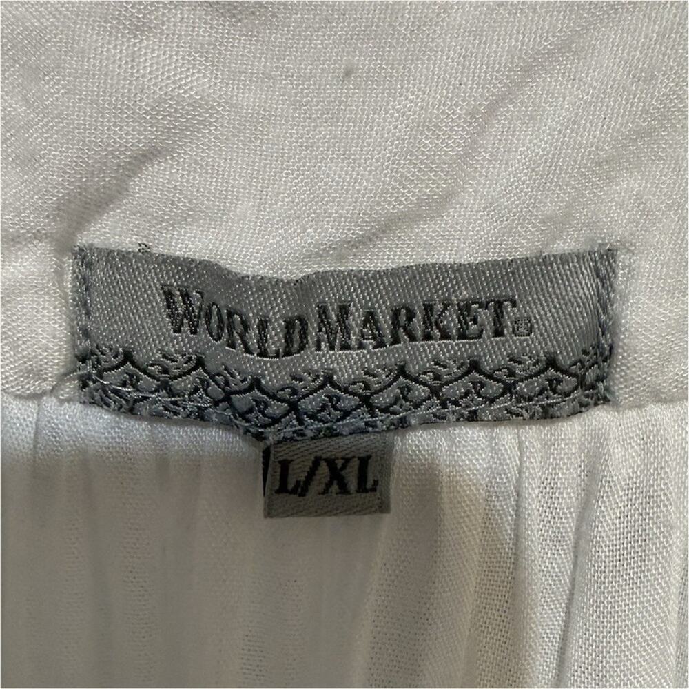 World Market White Smocked Square Neck Tunic Blouse 100% Viscose L/XL